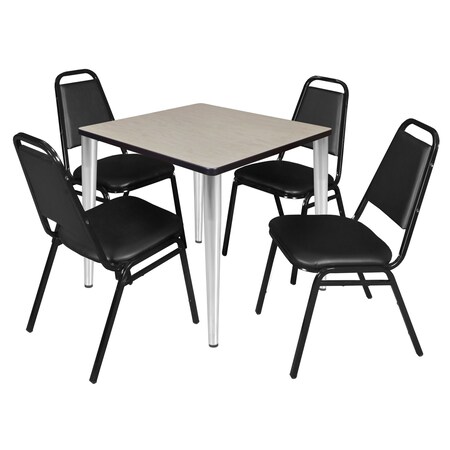 Regency Kahlo Breakroom Table Set, 30", Maple/Chrome/Black